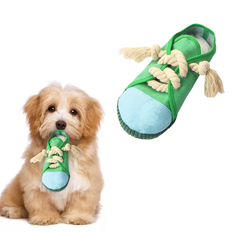 vocheer Dog Chew Toy, Dog Toys to Keep Them Busy Durable Teething Shoe Interactive Squeaky Puppy Toy,Small,Medium Breze, Machine Washable(Green) - Image 1